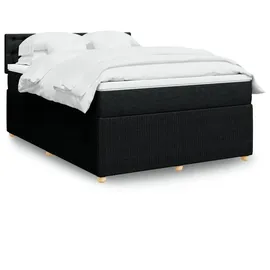 vidaXL Boxspringbett mit Matratze Schwarz 140x200 cm Stoff