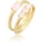 Elli Solitärring ELLI "Quarz Rosa Stapelringe 2er Set 925 Silber" Gr. 56, gold, Fingerringe, Damen, 56mm,mit Steinen, Silber 925 (Sterlingsilber)
