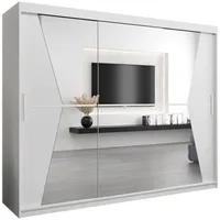 Abiks möbel MÖBEL Kryspol Schwebetürenschrank Weiß, Kunststoff, Nachbildung, 9