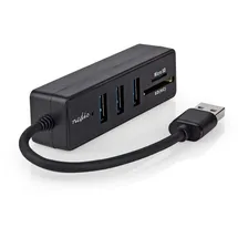 Nedis USB-Hub USB-A Stecker 3x USB A Buchse 5-Port Port(s) USB 3.2 Gen 1 Stromversorgung über USB 5 Gbps SD & MicroSD