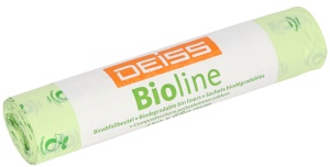 DEISS BIOLINE Bioabfallsäcke 30 Liter ecovio® Biokunststoff, Biologisch abbaubare Biomüllbeutel, feuchtigkeitsdicht, (B x L): 450 x 680 mm, 1 Karton = 50 Rollen à 10 Stück = 500 Stück