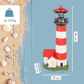 Lemodo Leuchtturm mit Solarlicht und LED-Leuchtfeuer, Gartendeko 39 cm hoch