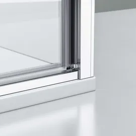 Bernstein Eckdusche mit Drehtür an Festfeld NT606 - FLEX - Nano Echtglas - 6 mm - Flexible Montage - Breiten & Profilfarbe wählbar, Breite Türelement:110 ... - Silber