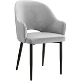 Mirjan24 Polsterstuhl, Hellgrau, Metall, 1-Sitzer, 56x87x60 cm, Esszimmer, Stühle, Esszimmerstühle, Vierfußstühle