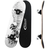 Nattork 31 Inch Complete Skateboard with PU Wheels, Wood 9 Layer Canadian Maple Trick Board for Boys Girls Youth Teens Gift for Beginners Skull-Eagle