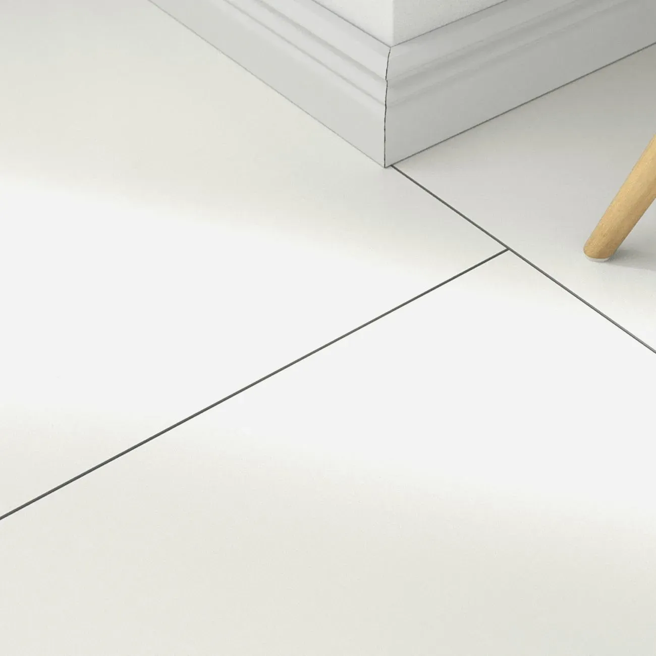 Laminat Glossy white – inkl. Dämmung & Fußleisten