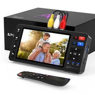 PORTTA VD20P VHS to Digital Converter, Videokassetten Digitalisieren with 5" LCD & Remote, Compatible with VHS, VCR, DVR, DVD, Hi8, Mini DV, Camcorder, Cassette Tape, Gaming Consoles