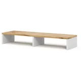 Vicco Monitorständer Tomy, Weiß/Goldkraft Eiche, 80 x 12 cm