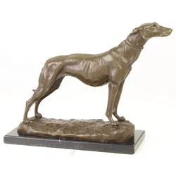 Casa Padrino Luxus Bronzefigur Windhund mit Marmorsockel Bronze / Gold / Schwarz H. 24,5 cm - Luxus Dekofigur