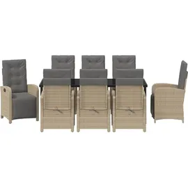 vidaXL Garten Essgruppe 9-tlg. Beige