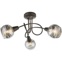 Trango 3-flg. 1010-35SD Schwarz-Optik schwenkbar *WOW* inkl. 3x 3-Stufen dimmbar LED-Leuchtmittel 3000K warmweiß Deckenlampe mit Design rauchigen Glasschirmen Wohnzimmer Deckenstrahler