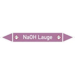 Rohrleitungskennzeichen NaOH Lauge - 270x37 mm Folie selbstklebend