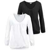 FLASHLIGHTS Langarmshirt in weiß, schwarz, | Gr.: 32/34