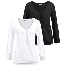 FLASHLIGHTS Langarmshirt in weiß, schwarz, | Gr.: 32/34