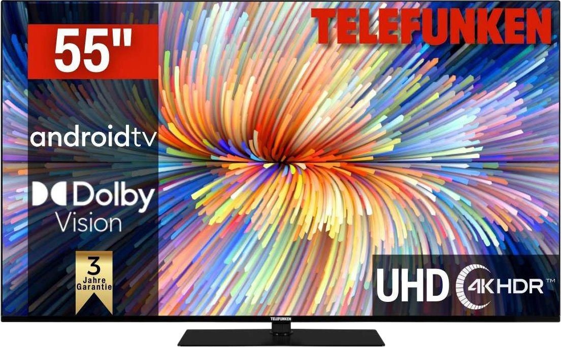 Telefunken D55V950M2CWH LED-Fernseher (139 cm/55 Zoll, 4K Ultra HD, Android TV, Smart-TV, Dolby Atmos,USB-Recording) schwarz