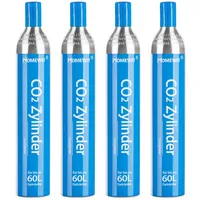 Homewit 4 x CO2 Zylinder | erstbefüllt in Deutschland | 425 g Kohlensäure für 60 Liter | geeignet für SodaStream(z.B. SodaStream Crystal, Easy, Power & Cool) Wassersprudler usw. Keine Schnelle Einheit