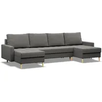 mebligo Ecksofa mit Schlaffunktion, und bettkasten, Sofa U-Form Elma, Dunkelgrau - Grau