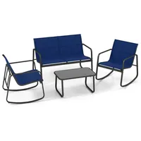 Costway 4-tlg. Gartenmöbel Set, Terrassenmöbel mit sanfter Schaukelbewegung, 2