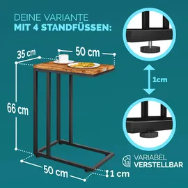 CASARIA Beistelltisch mit Rollen Kaffeetisch Schwarz