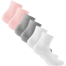 Rohner Socks Basic Sport Quarter Socken 3er Pack Weiß/Grau/Rosa 39-42