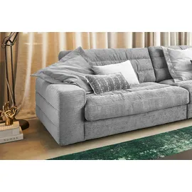 KAWOLA Ecksofa XL Lana Cord Recamiere rechts hellgrau
