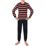 NORMANN langarm Frottee Schlafanzug Pyjama Bündchen Streifen - 77051 in rot | Gr.: 152