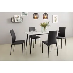 Essgruppe HELA "ALIZIA Tischgruppe Küche Esszimmer, Tisch Stühle", schwarz-weiß (marmoroptik weiß matt, anthrazit), Sitzmöbel-Sets, Tischplatte Stein Breite 140 cm, Flachgewebe, Belastbarkeit 120 KG