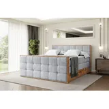 altdecor Boxspringbett mit Matratze Topper, Polsterbett mit Bettkasten, LOLLI7-Z KING - 180x200 - Grau Monolith