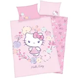 Herding Hello Kitty Bio-Bettwäsche-Set, GOTS-zertifiziert, Wendemotiv, Kopfkissenbezug 40 x 60 cm mit Hoteleinschlag, Bettbezug 100 x 135 cm mit leichtläufigem Reißverschluss, Baumwolle/Renforcé