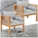 Tectake tectake® Garten-Loungesessel, mit lasiertem Holzgestell, Dicke der Sitzpolster 12 cm, bodenschonende Kunststoffkappen, 72 x 63 x 64,5 cm