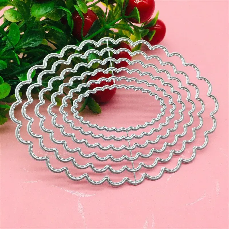 【3 € Rabatt ab 10 €】Metallic-Stanzmesser mit Schleifrand und ineinanderpassenden Rahmen, Framelits-Nestingschablonen für Kartenbasteln, DIY-Scrapbooking, Prägung, Stencil-Dies, Vorlagen und Formen für Geburtstags- und Hochzeitskarten