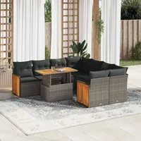 vidaXL Garten-Lounge-Set 9-tlg. grau