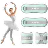 2PCS Gewichtsmanschetten Fuß, Gewichte für Beine und Arme, Ankle Weights, Handgelenk Gewichte, Knöchelgewichte für Pilates, Yoga, Gehen, Joggen, Aerobic (Blau, 0,5kg)