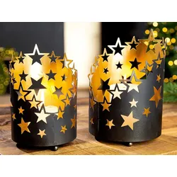 Windlicht Sternennacht 19cm Metall