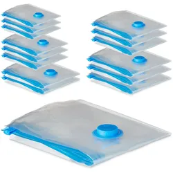 Relaxdays Vakuumbeutel für Kleidung, 15er Set, Vakuumsäcke, 5 Größen, Kleidung & Bettzeug, Vakuumwäschesack, transparent