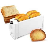 Automatik 4 Röstkammern Langschlitz Toaster aus Edelstahl mit Krümelschublade Sandwich Toaster