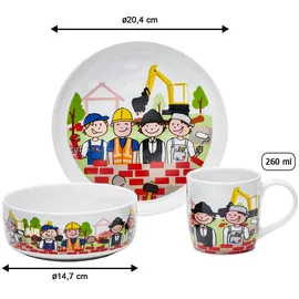 VAN WELL Baustelle Kindergeschirr Set 3-tlg. bunt