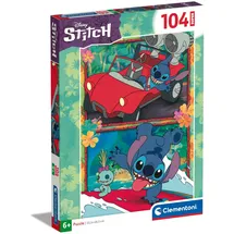 Sparkys Edition Disney Stitch Puzzle mit 104 Super-Teilen für Kinder ab 6 Jahren, buntes Kinderpuzzle mit besonderer Leuchtkraft, 27571 von Clementoni