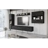 INOSIGN Wohnwand »PARIS«, (Komplett-Set, 4 St.), TV-Wand 300cm breite, grifflose Design, stehend und hängend montierbar, braun