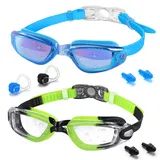 Vatefery schwimmbrille kinder,2 Stück Schwimmbrille für Kinder Jungen Mädchen Junior 3-15 Jahre, UV-Schutz, Anti-Fog,taucherbrille kinder