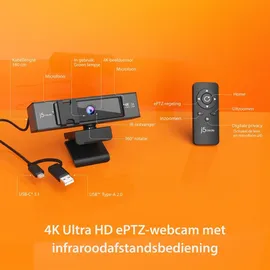 j5create USB 4K Ultra HD Webcam Schwarz