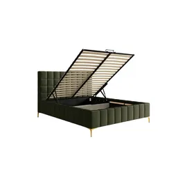 Selsey Polsterbett mit Bettkasten ¦ grün ¦ Maße cm B: 160 H: 126