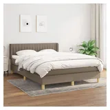 vidaXL Boxspringbett mit Matratze Taupe 140x200 cm Stoff