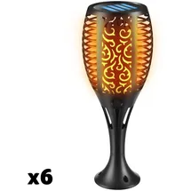 Tectake Solarleuchte Kunststoff 6er Set Dämmerungssensor schwarz