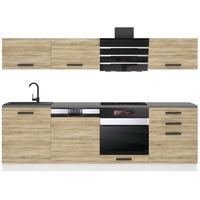 Belini Küchenzeile Küchenblock Linda - Küchenmöbel 240 cm Einbauküche Vollausstattung ohne Elektrogeräten mit Hängeschränke und Unterschrä...