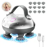 Euakee Kopfmassage Elektrisch, Kopfmassagegerät IPX7 Wasserdicht mit 12 Massageköpfen und 3 Massagemodi, Scalp Massager, Kopfhaut Massagebürste für Körperentspannung, Tiefenreinigung (Silbrig)