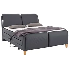 Home Affaire Boxspringbett HOME AFFAIRE "Messina2", grau (fango), B:166cm L:240cm, Holzwerkstoff, Kunstleder, Massivholz, Komplettbetten, Boxspringbett, Liegekomfort elektrisch Verstellbar