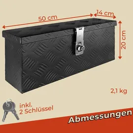 Trucky Deichselbox Schwarz Werkzeugkasten Truckbox Alu Box Anhänger Kiste mit Deckel Abschließbar Alubox Transportbox Werkzeugbox Aluminium Aufbewahrungsbox D015