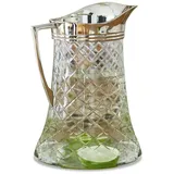 Loberon Krug Meloisey, traumhafter Rautenschliff, elegantes Design, Wasserkaraffe, Küchenutensilien, Tischdekoration, Tischaccessoire, Glas, Messing, klar/silber