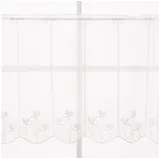 SCHÖNER LEBEN. Stoff Scheibengardinen Stoff Meterware nähfrei Stickerei weiß Höhe 60cm, bestickt weiß